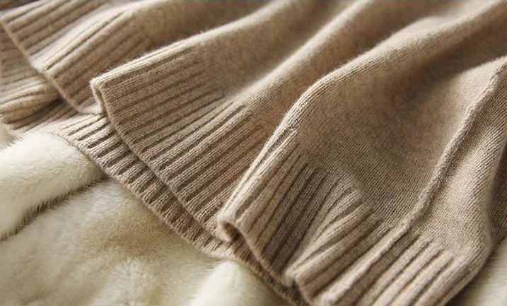 Margo & Main – tan knit skirt set ribbed cuff and sleeve hem detail, US women's sizes