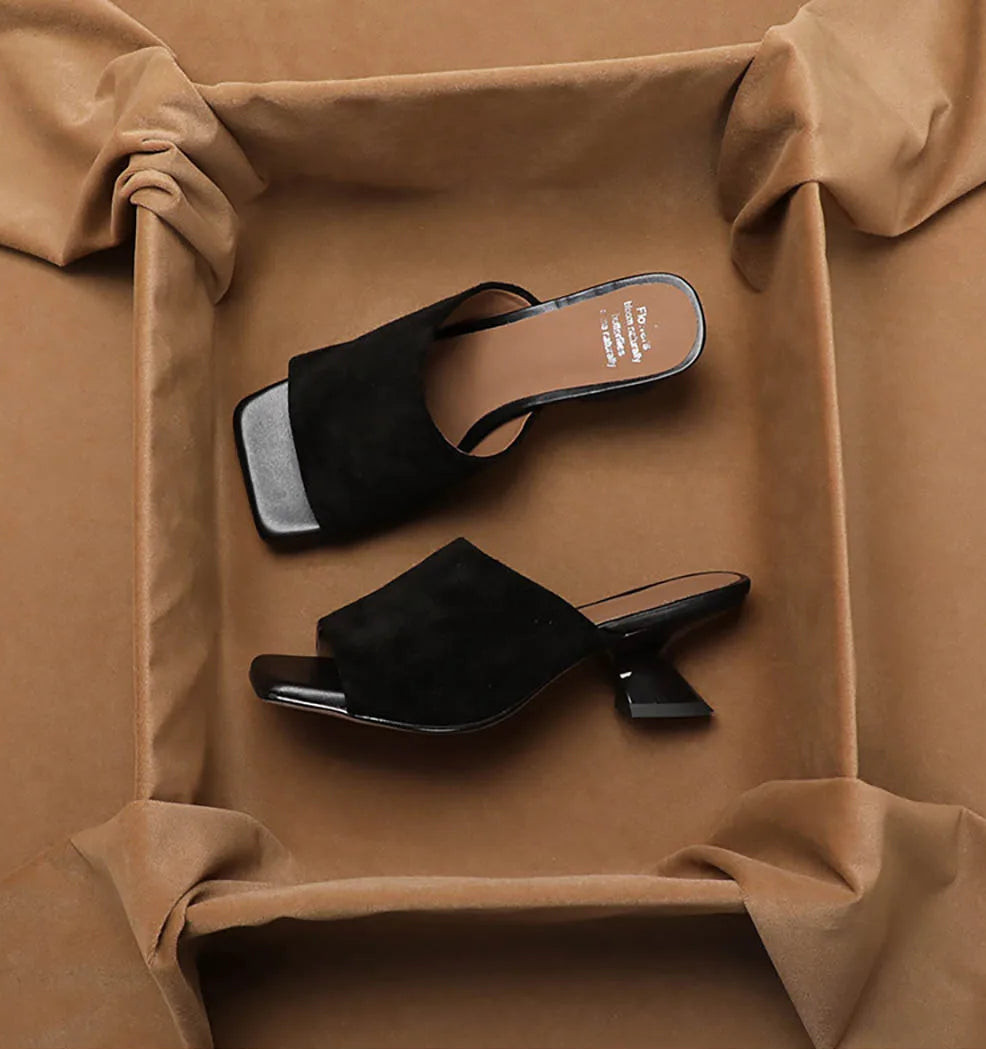 Allison Suede-Look Heeled Mules