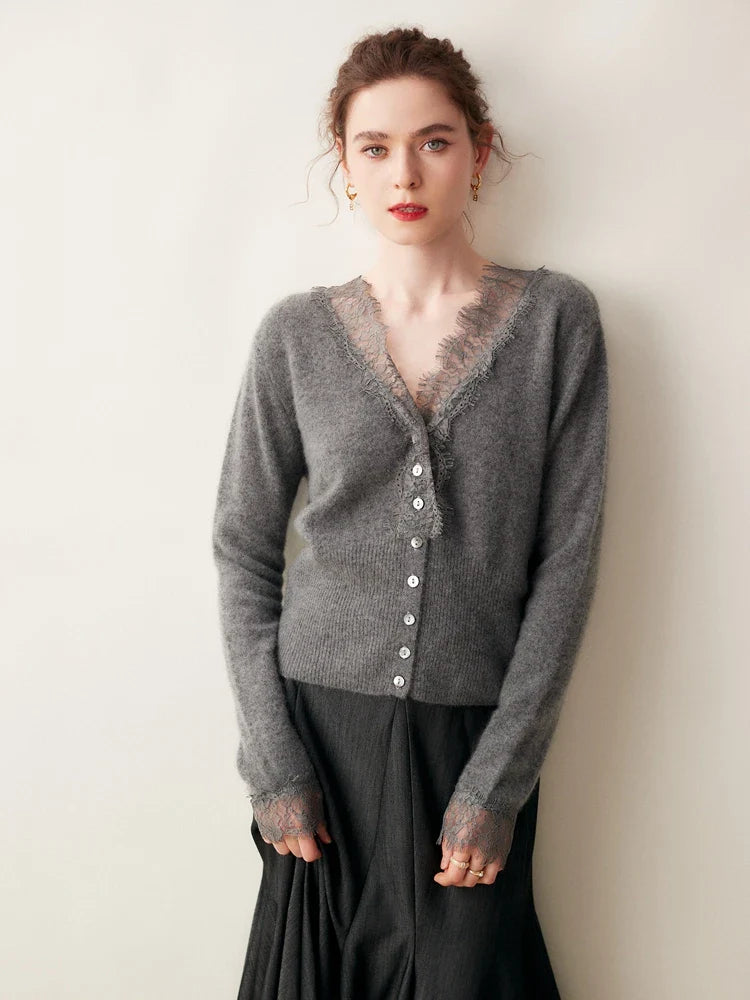 Amelia Cashmere Lace Cardigan