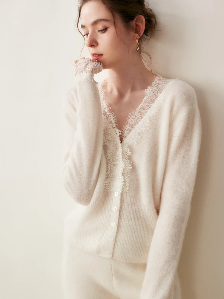 Amelia Cashmere Lace Cardigan