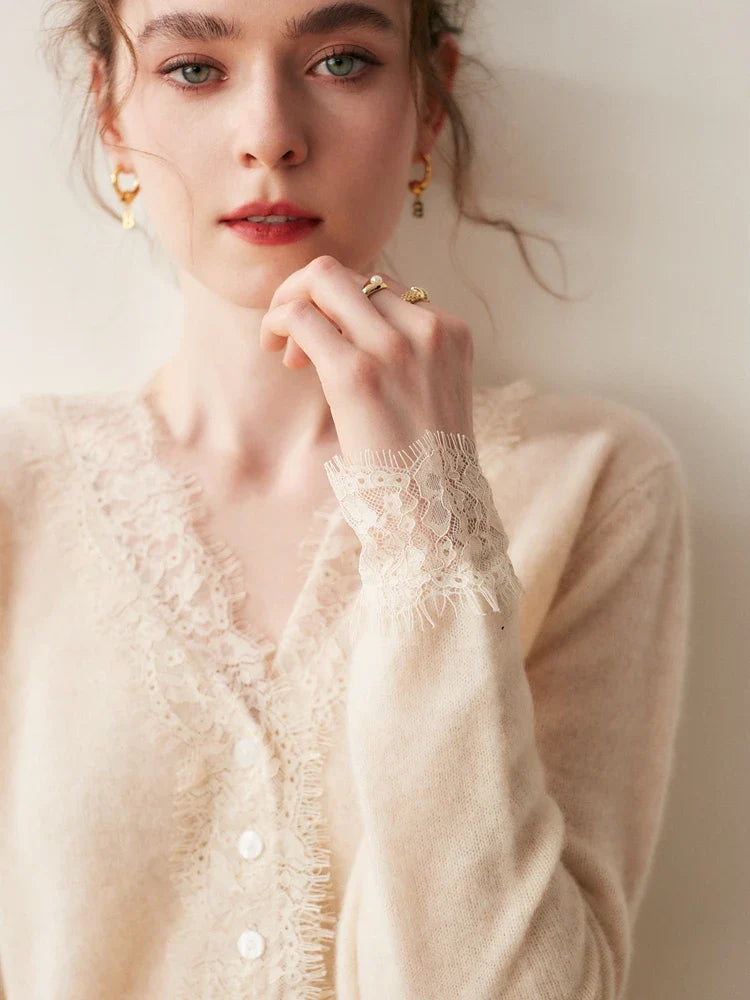 Amelia Cashmere Lace Cardigan