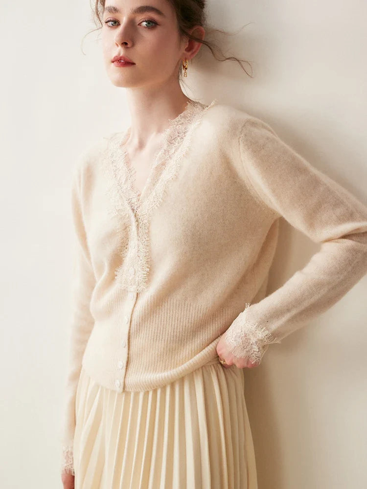 Amelia Cashmere Lace Cardigan
