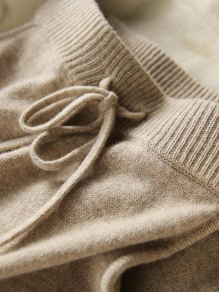 Margo & Main – tan knit skirt set detail view of the surface texture, US women's sizes