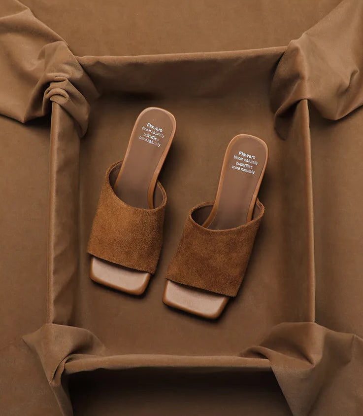 Allison Suede-Look Heeled Mules