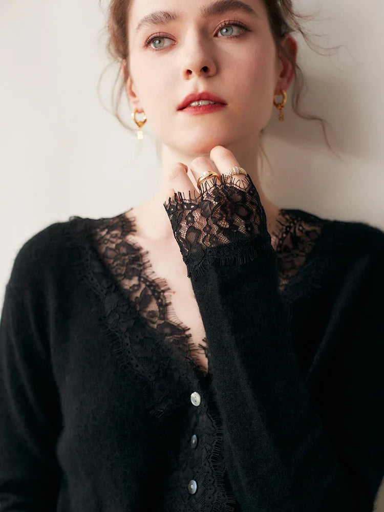 Amelia Cashmere Lace Cardigan