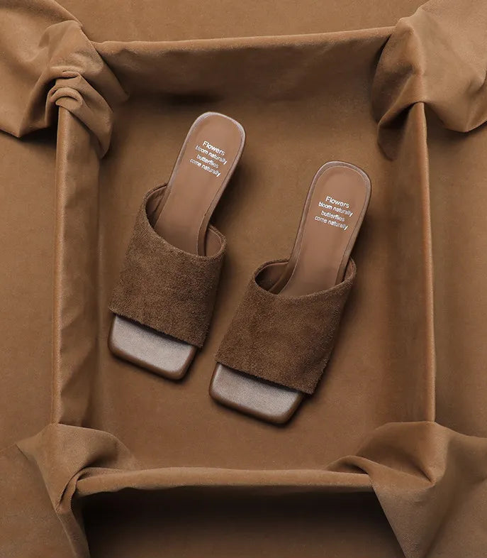 Allison Suede-Look Heeled Mules