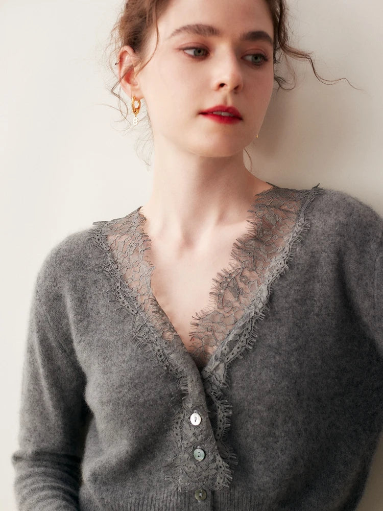 Amelia Cashmere Lace Cardigan