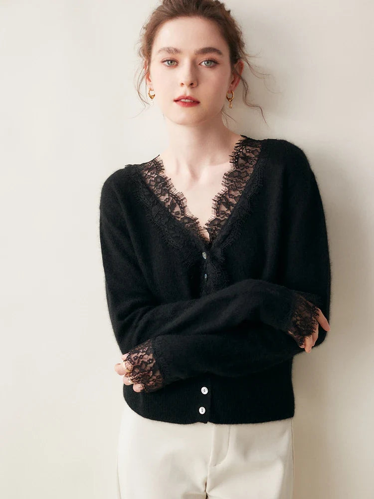 Amelia Cashmere Lace Cardigan