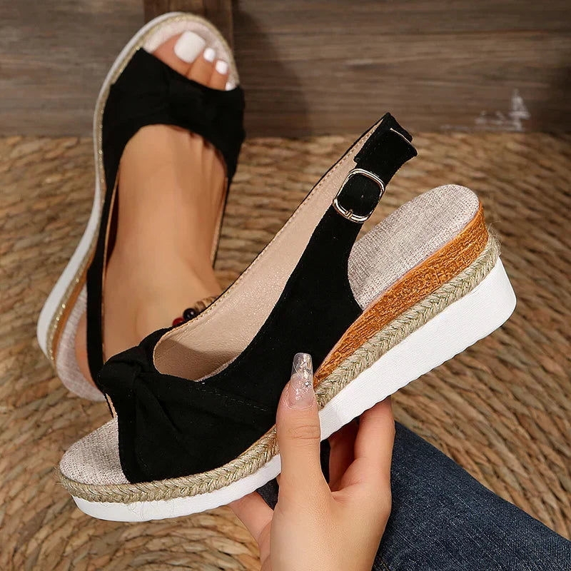 Martha Comfort Bow Wedge Sandals
