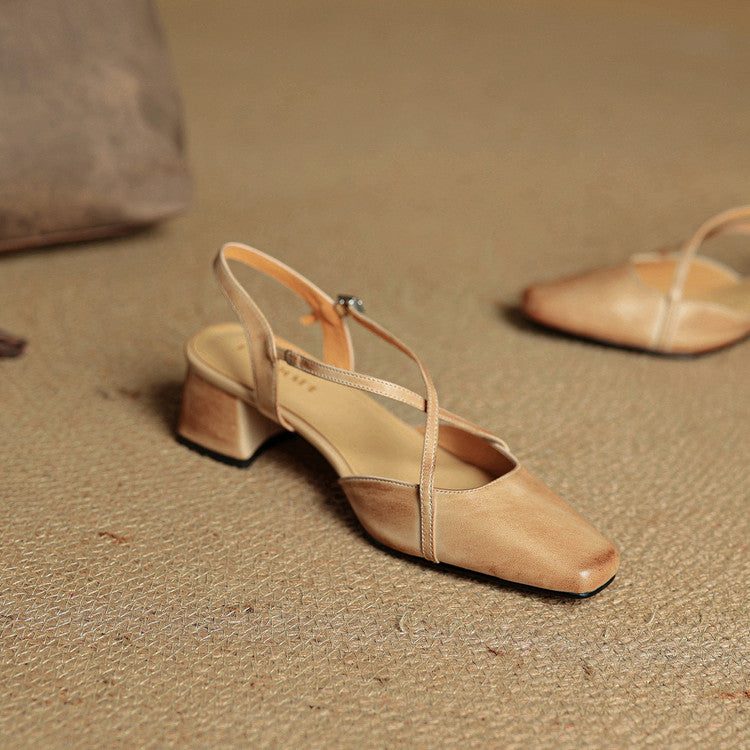 Margo & Main – beige slingback mary jane square toe and block heel detail, US women’s sizes