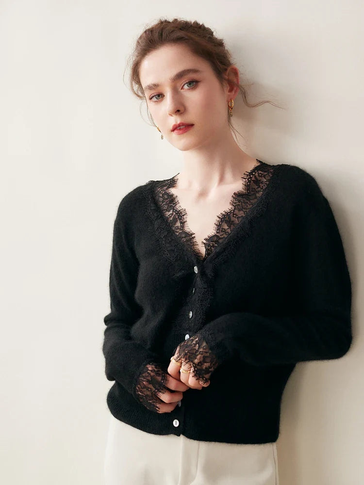 Amelia Cashmere Lace Cardigan