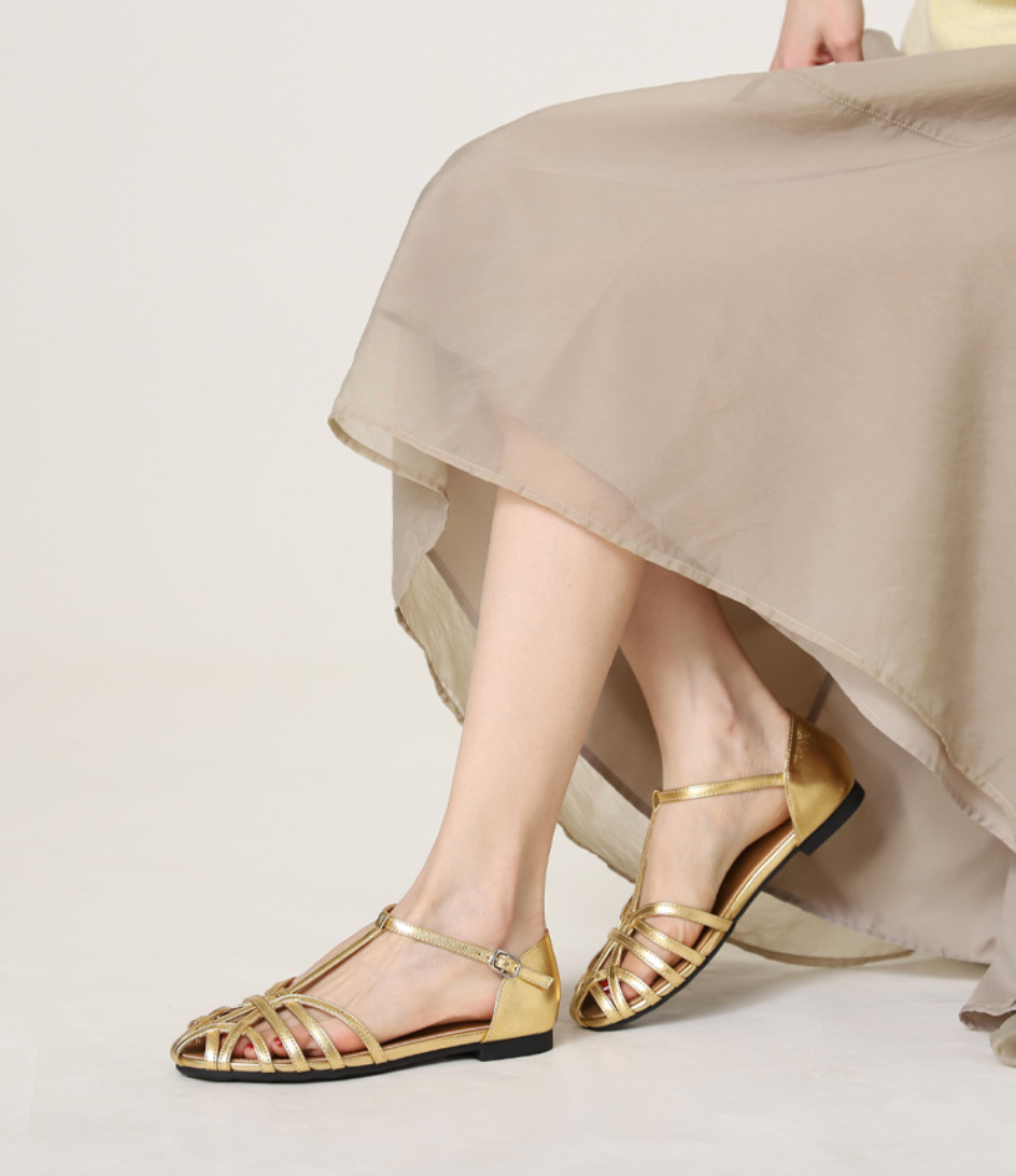 Camille Woven Ankle Strap Flats