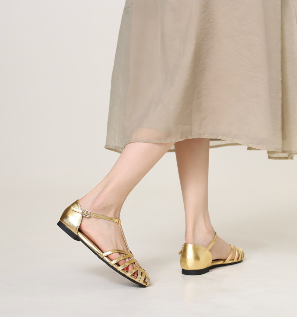 Camille Woven Ankle Strap Flats