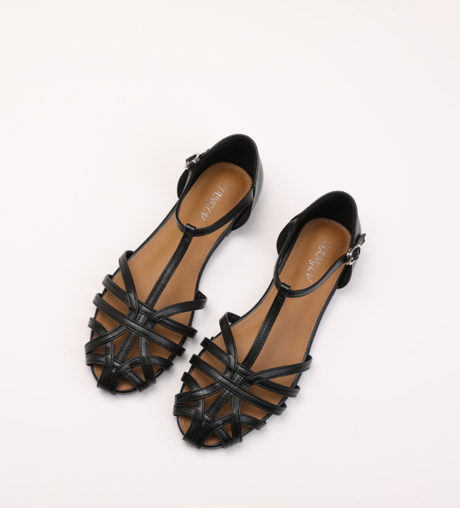 Camille Woven Ankle Strap Flats