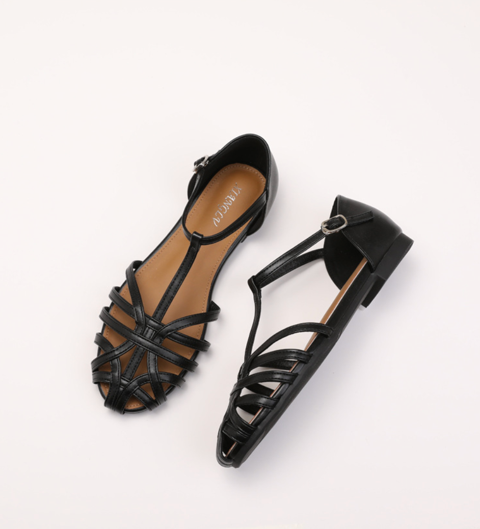 Camille Woven Ankle Strap Flats