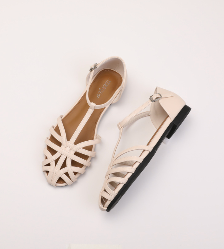 Camille Woven Ankle Strap Flats