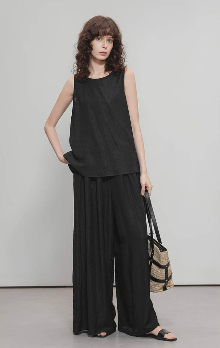 Alba Linen-Blend Sleeveless Top & Wide-Leg Pants Set