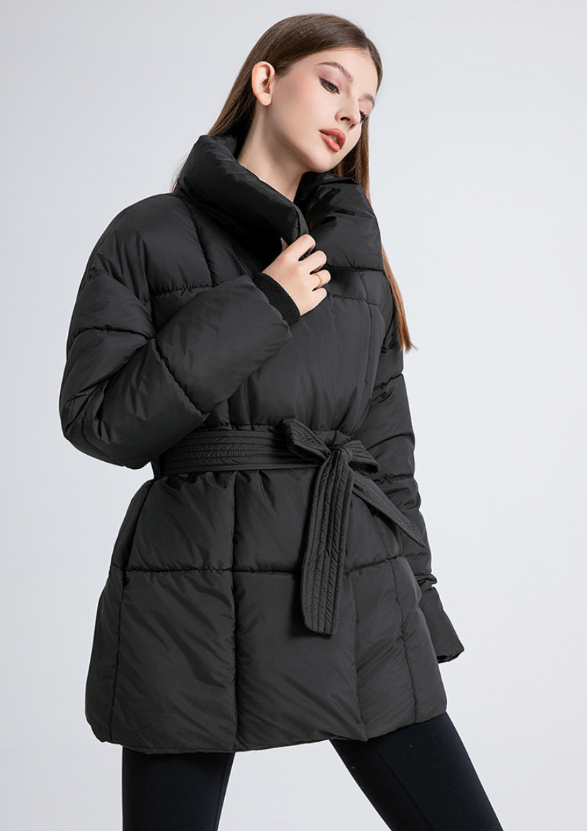 Gertrude Belted Stand Collar Puffer Jacket