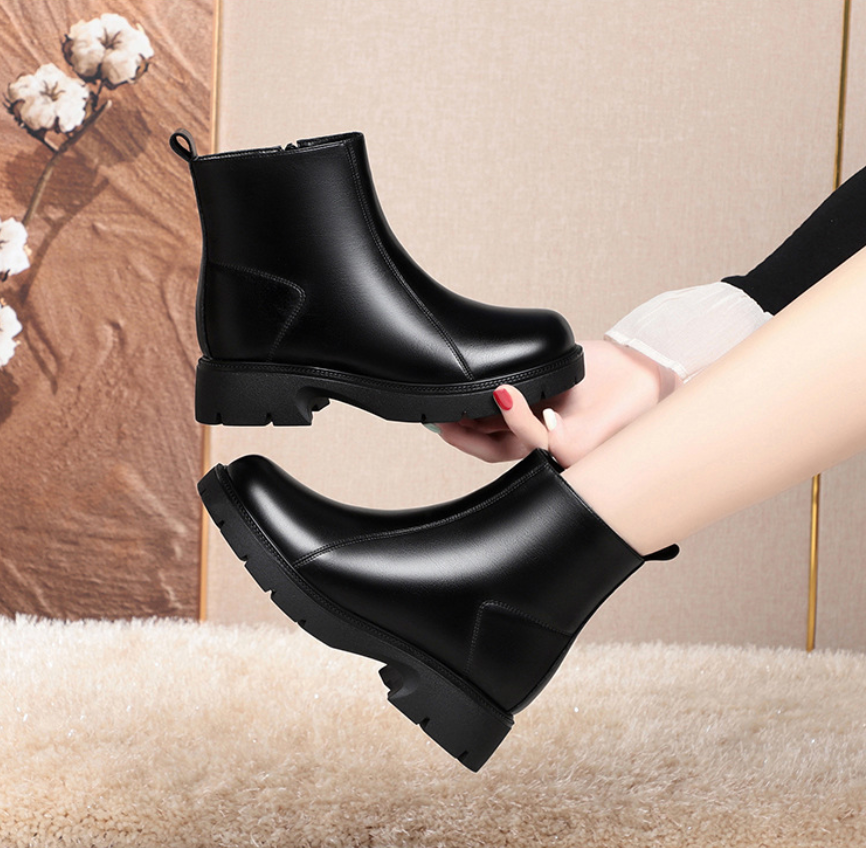 Gwen Minimal Side-Zip Lug Sole Ankle Boots