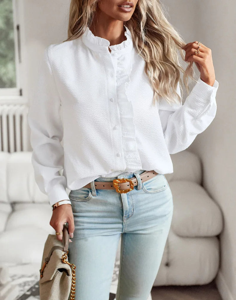 Ivy Ruffle Collar Button Blouse