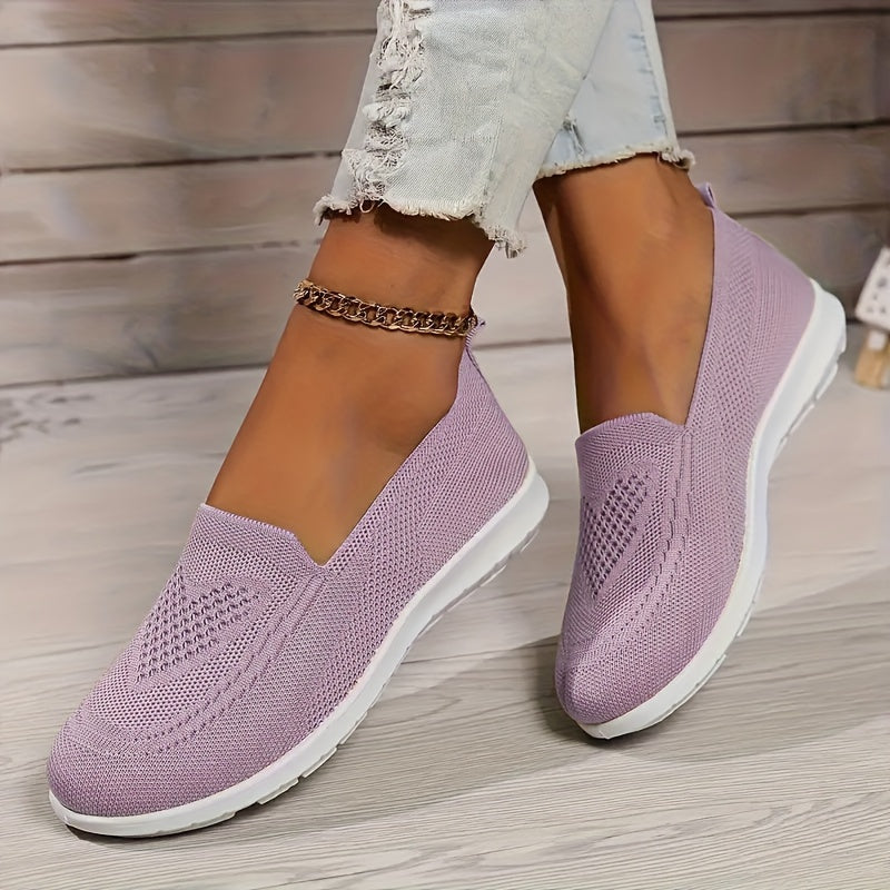 Margo & Main – breathable knit slip-on walking shoes, front view, US women's sizes