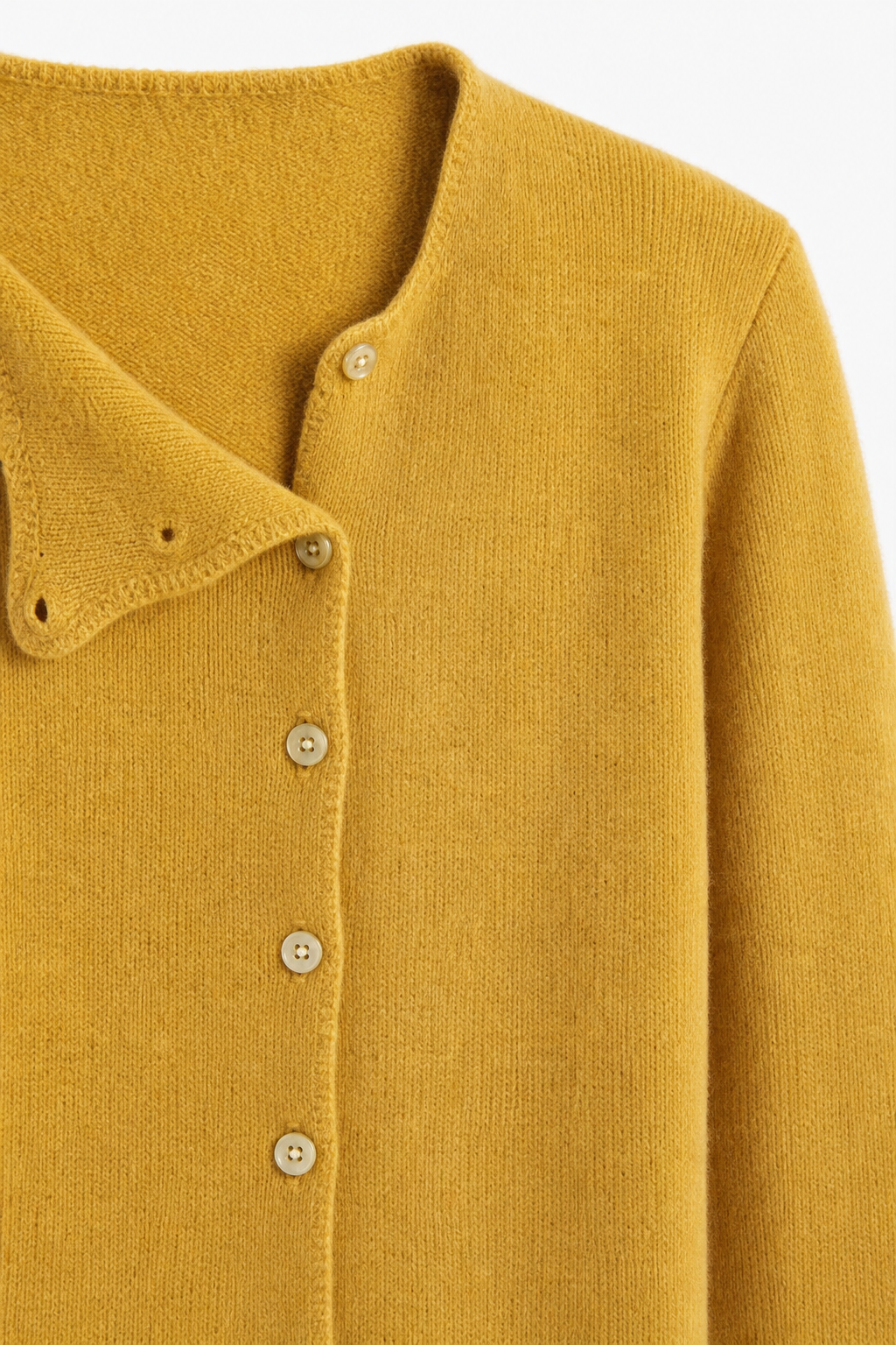 Margo & Main - mustard sweater boat neckline and shell button detail, US women's sizes