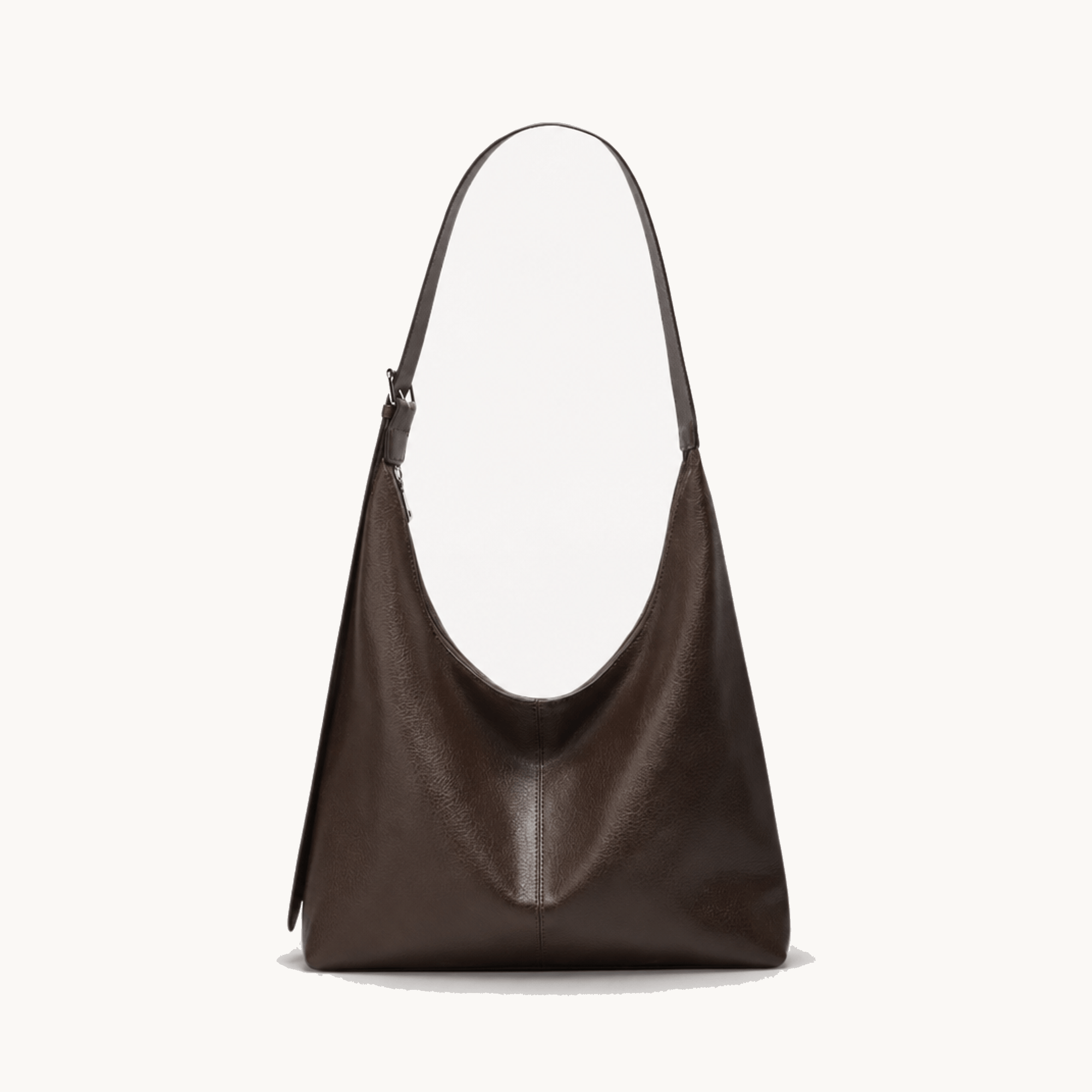 Margo & Main – Elspeth dark brown hobo shoulder bag, studio view on a light background