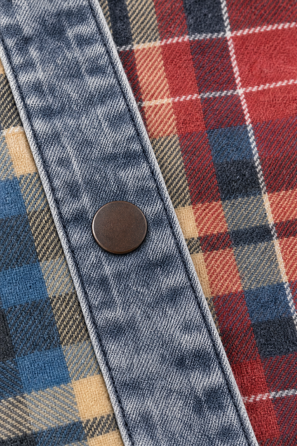 Corliss Hooded Plaid Shacket with Denim Trim