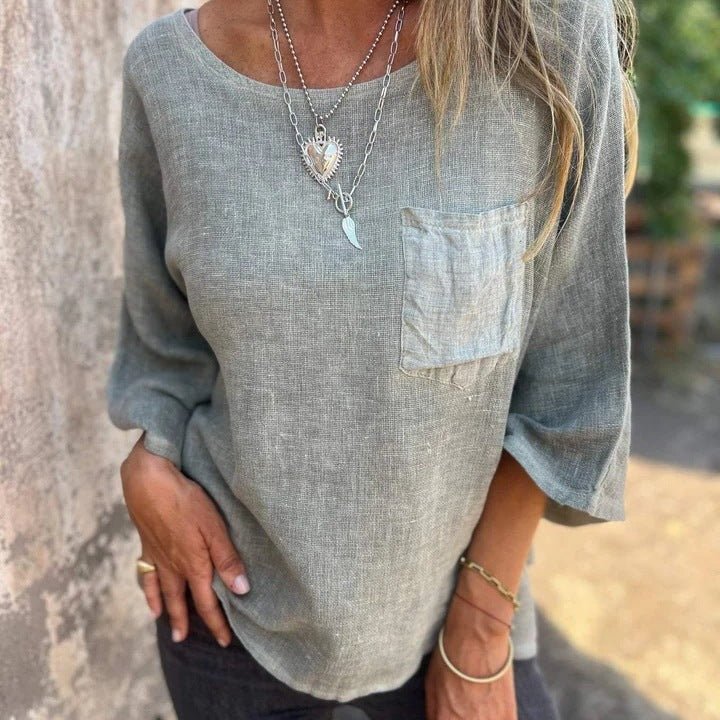 Paula Relaxed Linen Blend Top