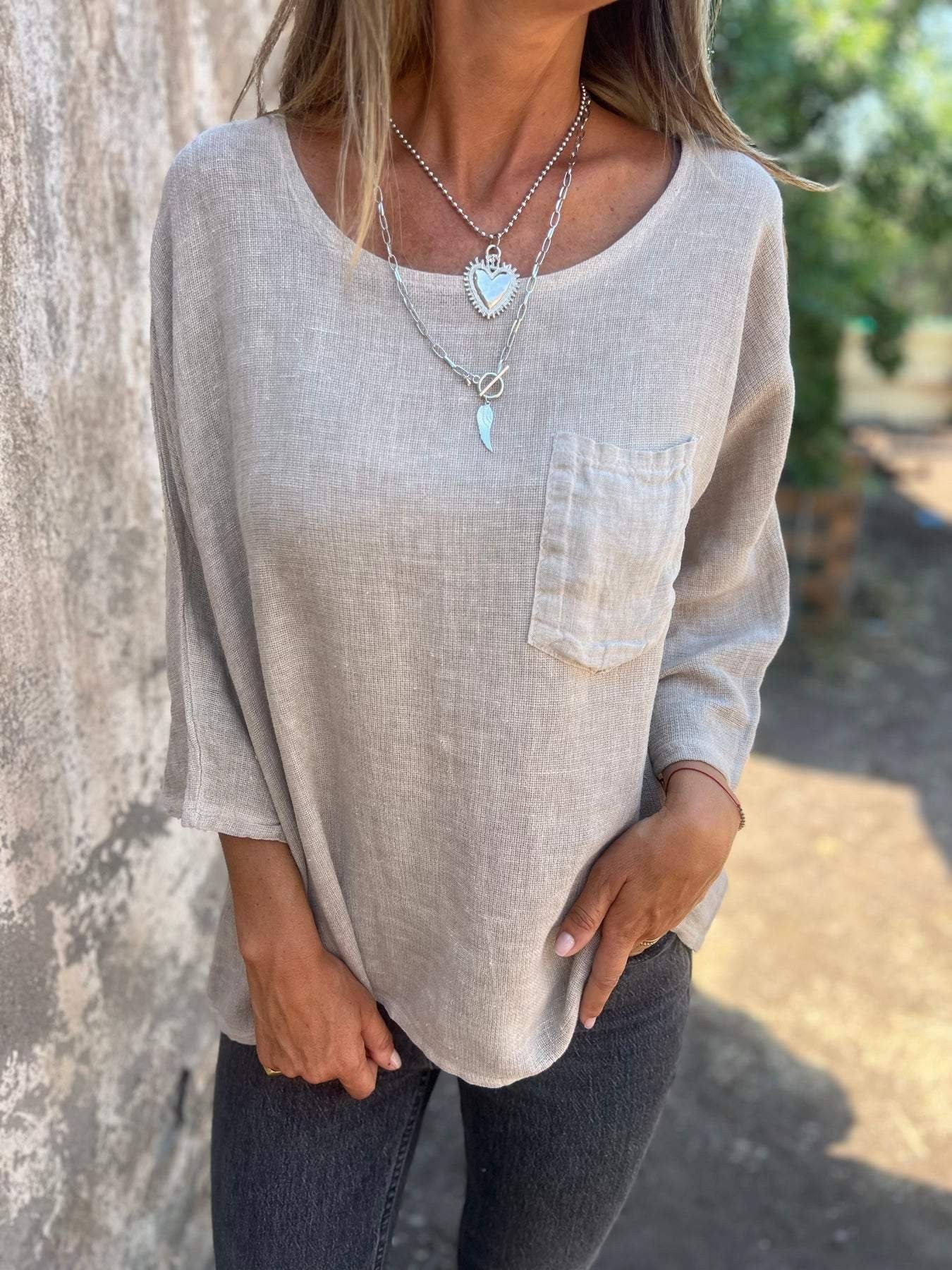 Paula Relaxed Linen Blend Top