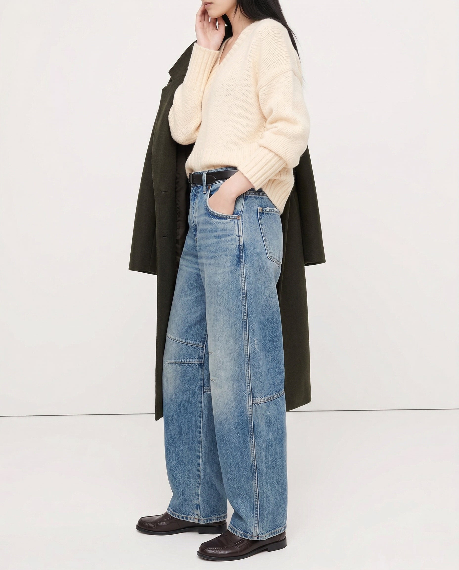 Kathleen Sculpted Barrel Leg Denim Jeans