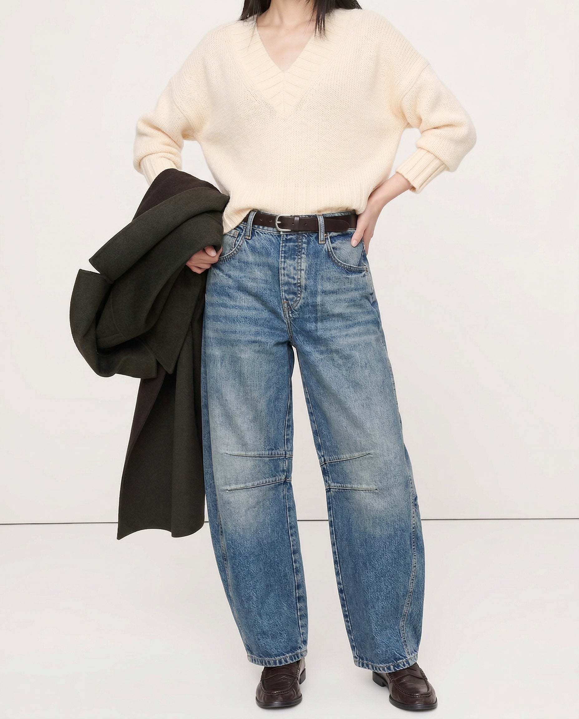 Kathleen Sculpted Barrel Leg Denim Jeans