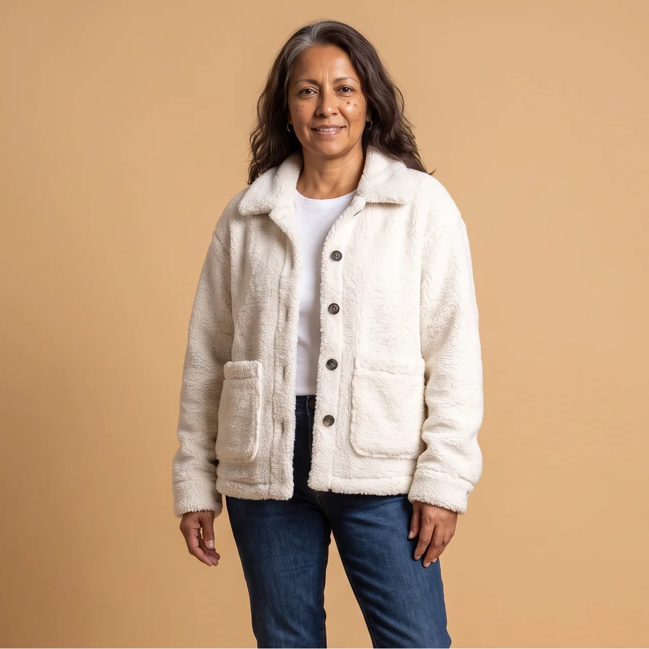 Rosetta Teddy Fleece Button-Front Shacket