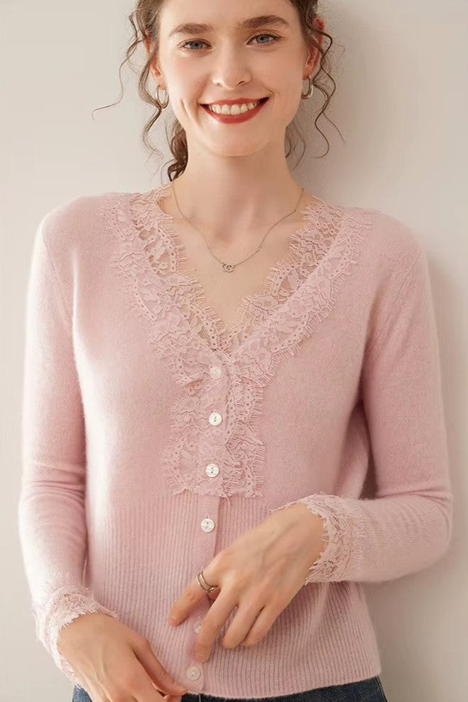 Amelia Cashmere Lace Cardigan