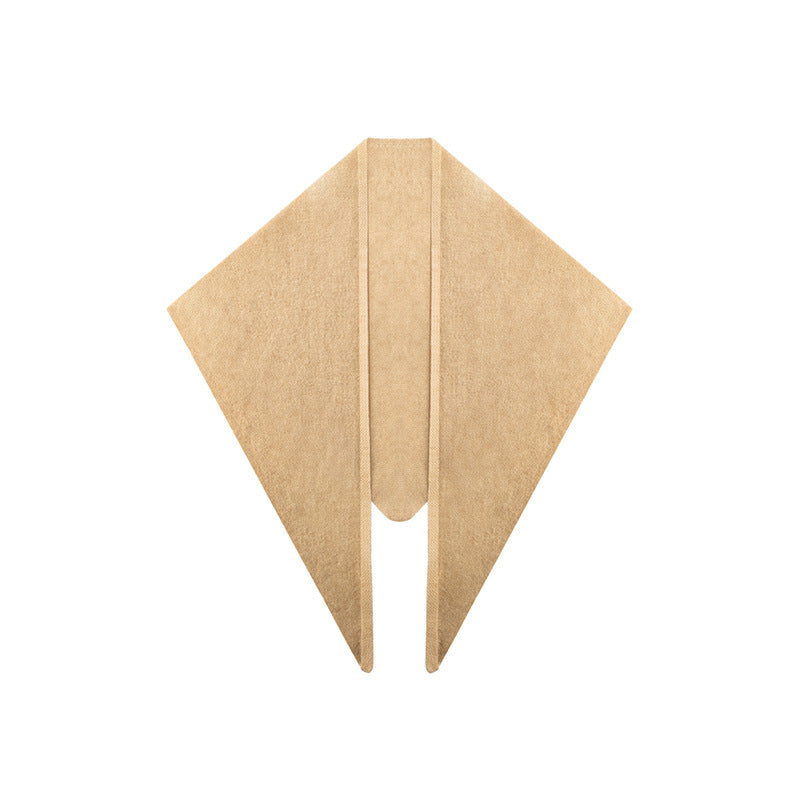 Margo & Main beige lamb wool triangle scarf — flat lay of the triangle with a pointed hem