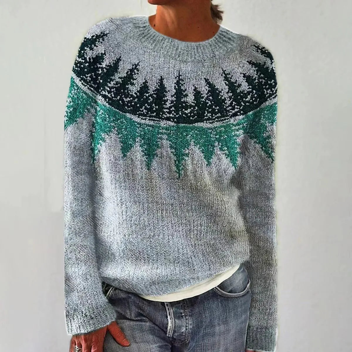 Margo & Main – nordic yoke pullover sweater, full length view, US women's sizes