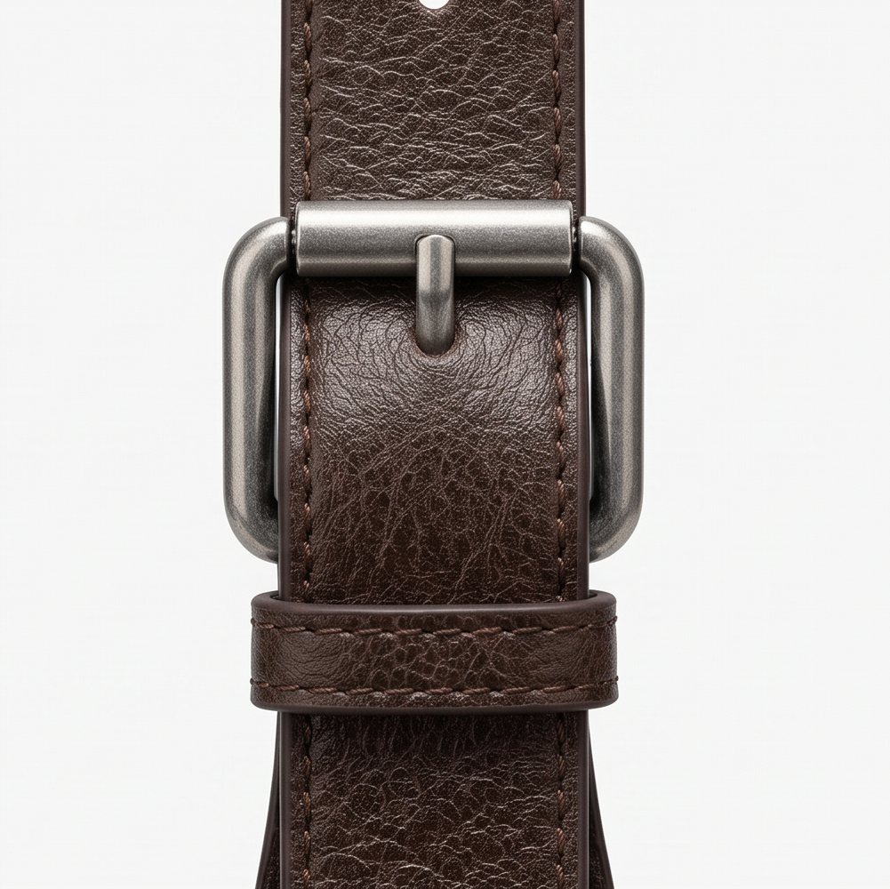 Margo & Main – Elspeth dark brown hobo bag, close-up of the adjustable buckle hardware