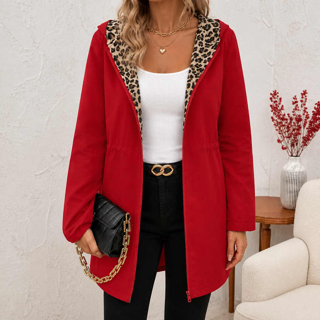 Oriel Reversible Leopard Hooded Coat