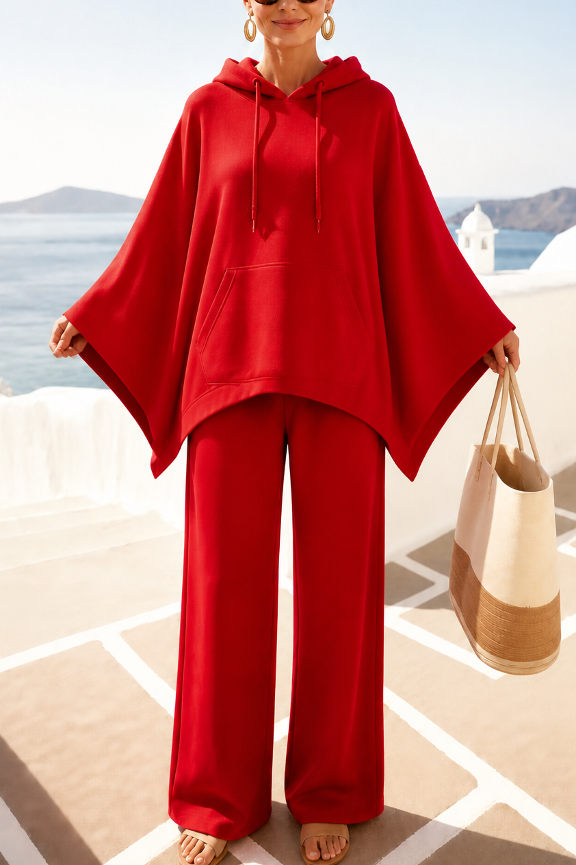 Philippa Hooded Cape and Wide Leg Pants Set