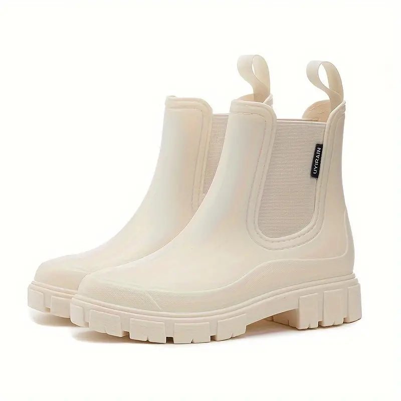 Margo & Main – Beige waterproof Chelsea ankle boots, elastic side gore detail, US women's sizes