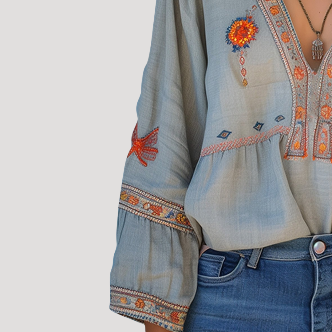 Shirley Embroidered Boho Blouse