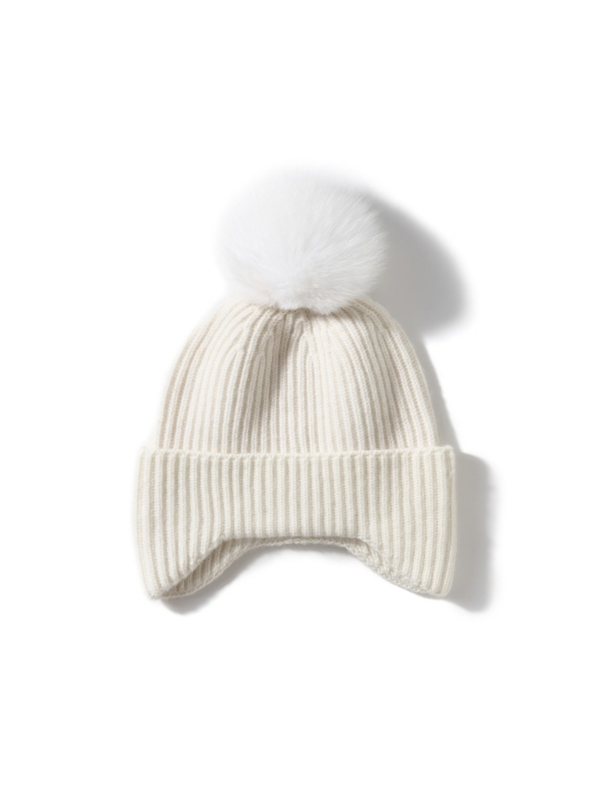 Jonquil Cashmere Ear Flap Pom Pom Beanie