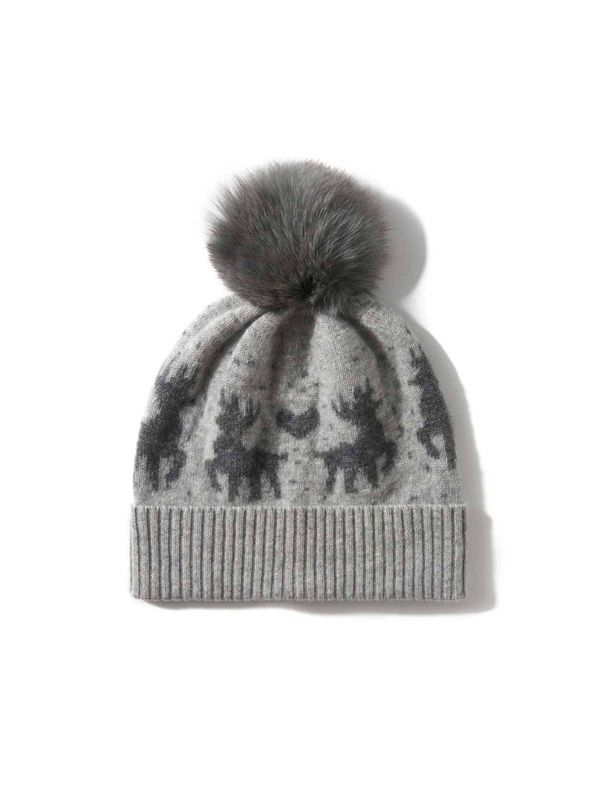Honora Cashmere Reindeer Pom Pom Beanie