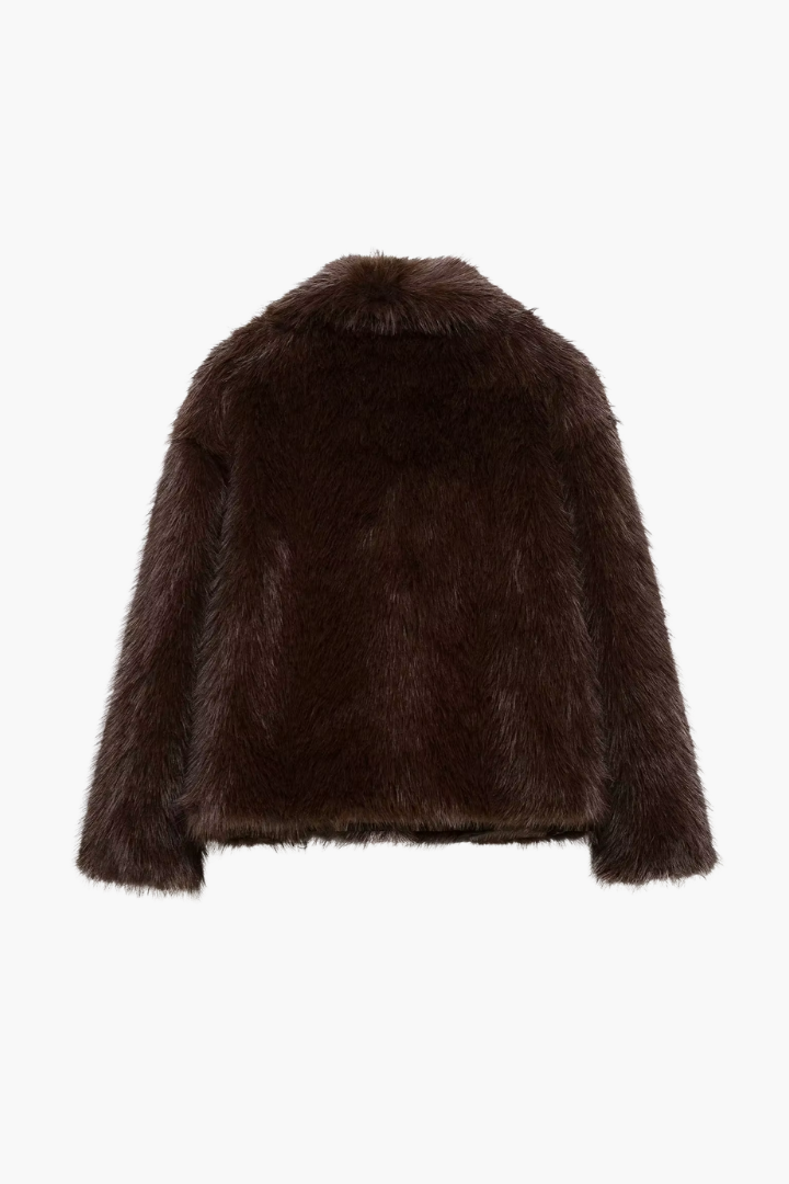 Margo & Main – faux fur wide collar short coat, fabric detail, US women's sizes