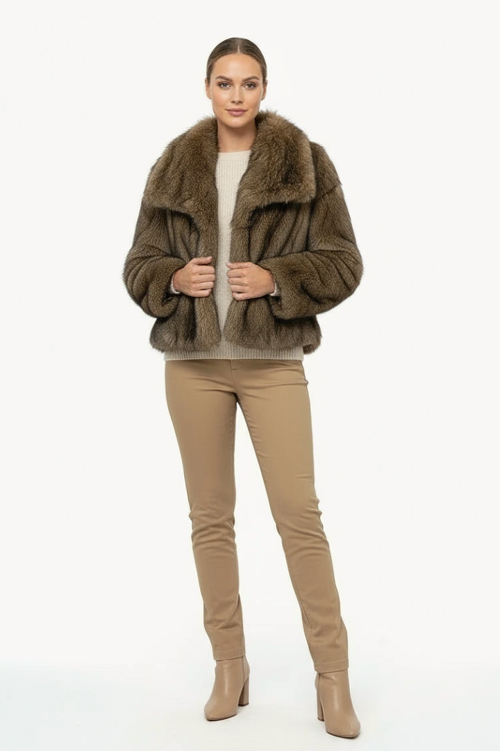 Margo & Main – faux fur wide collar short coat, additional view 13, US women's sizes