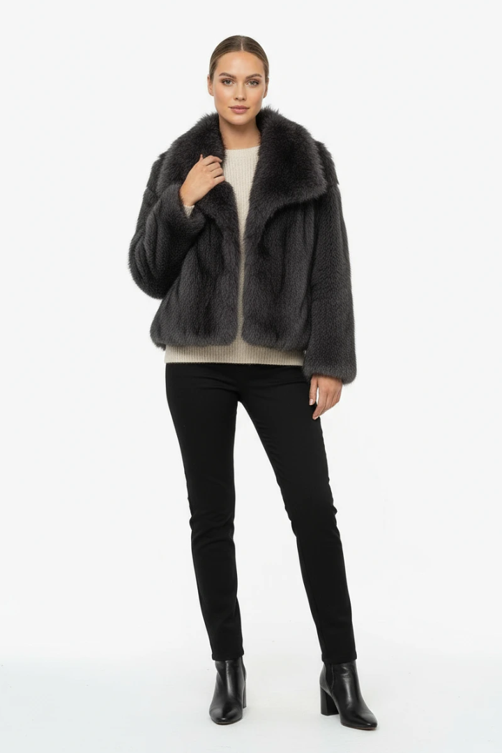 Margo & Main – faux fur wide collar short coat, additional view 26, US women's sizes