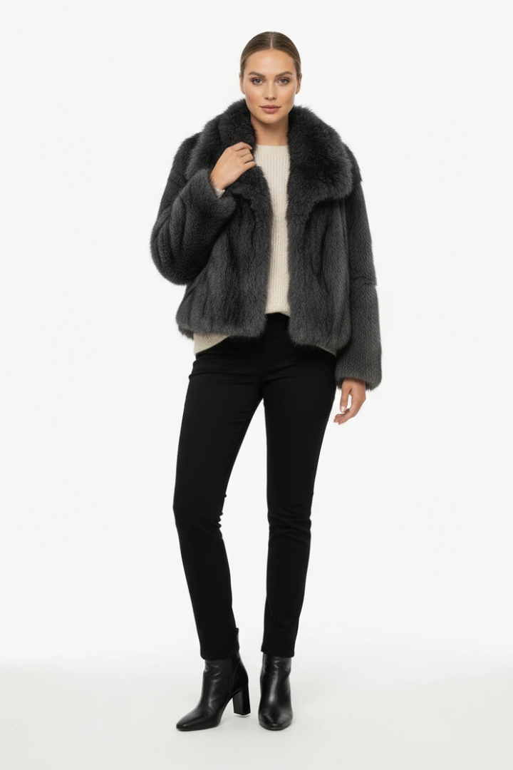 Margo & Main – faux fur wide collar short coat, additional view 27, US women's sizes