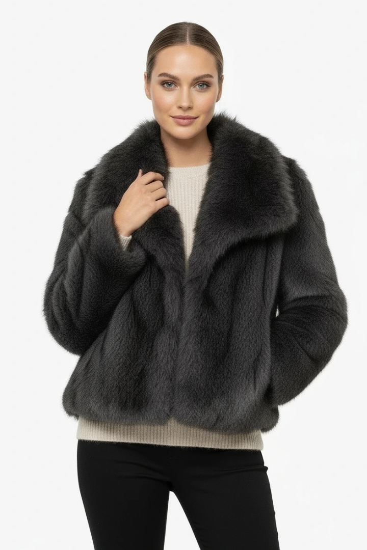Margo & Main – faux fur wide collar short coat, additional view 22, US women's sizes