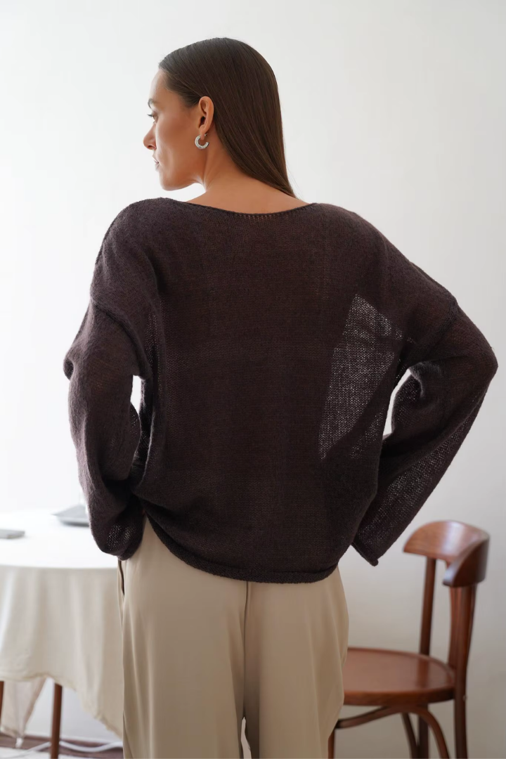Margo & Main – sheer open-knit boat neck sweater, additional view 14, US women's sizes