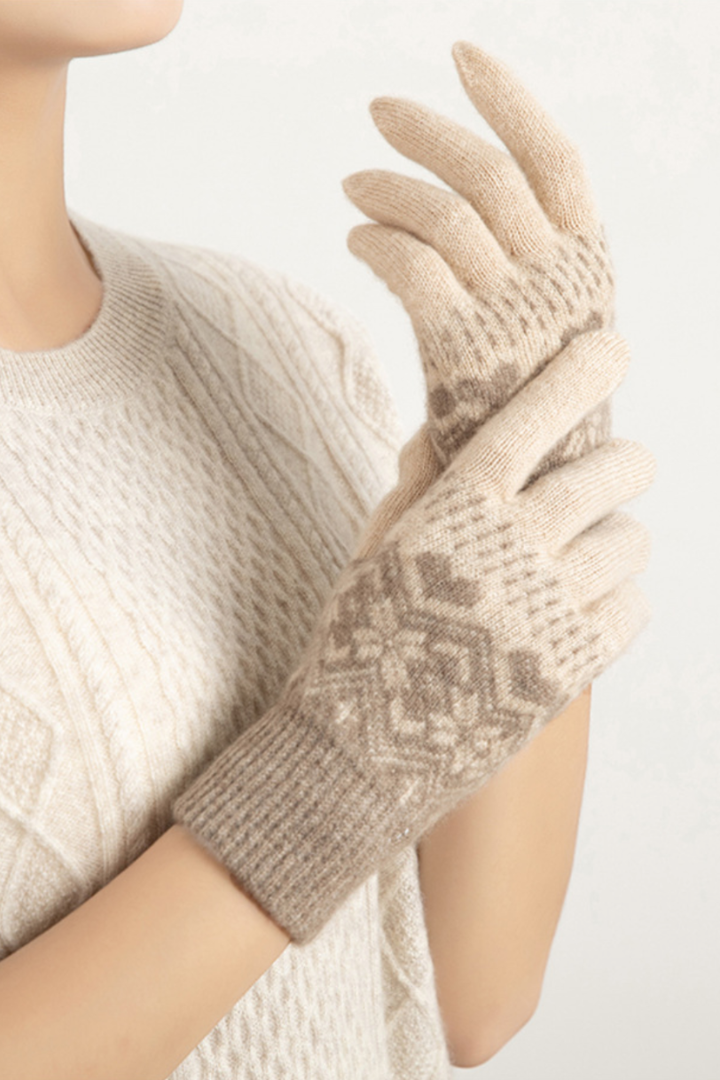 Octavia Cashmere Snowflake Knit Gloves